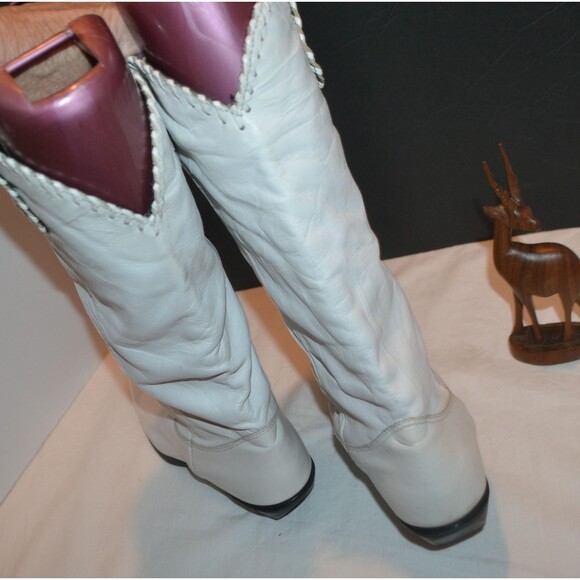 Dingo Vintage White Leather Silver Metal 1980s - Picture 6 of 7